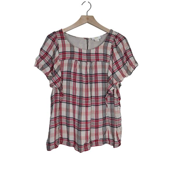 Anthropologie Maeve Women's L Priscillia Plaid Pullover Blouse - Picture 2 of 10
